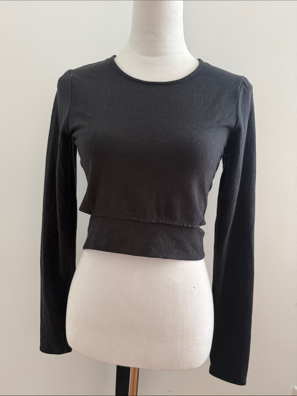 The Upside Black Layered Long-Sleeve Crop Top